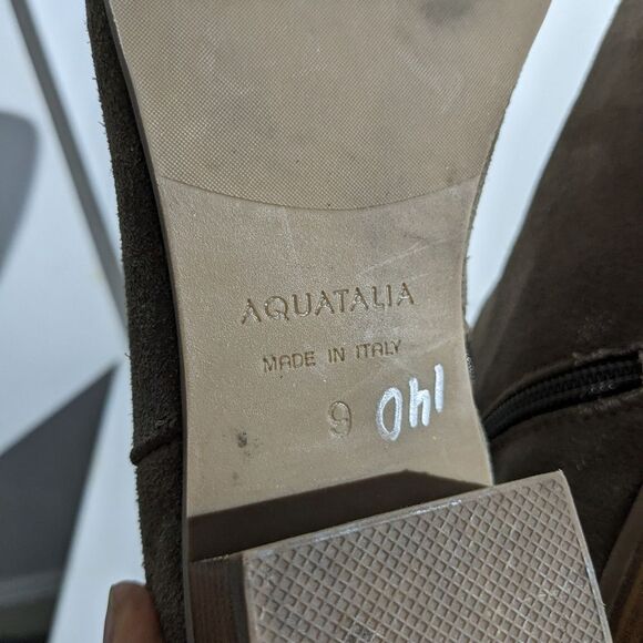 Aquatalia Fuoca Suede Stacked Heel Boots - Picture 6 of 11